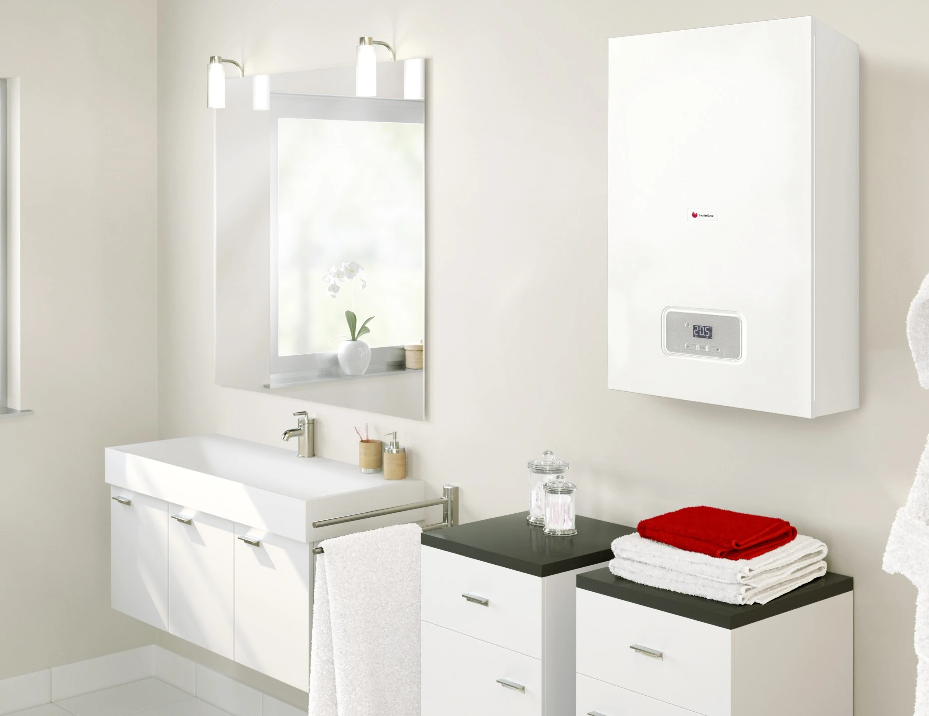 kocioł gazowy zamontowany w łazience