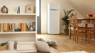 kocioł gazowy stojący w pomieszczeniu