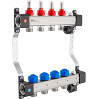 Rozdzielacz InoxFlow z zaworami do siłowników i przepływomierzami (seria UFST) - 12 obwodów