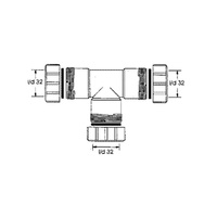 Trójnik nakrętno-nakrętny 3x32mm