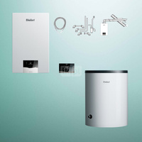 Pakiet - Kocioł gazowy jednofunkcyjny VAILLANT ecoTEC plus VC 25CS/1-5 kondensacyjny wiszący 2.8 - 26.4 kW+ Zestaw powietrzno-spalinowy + RegulatorsensoCOMFORT 720 + Zasobnik c.w.uVIH R 120/6 B