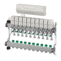 Rozdzielacz do ogrzewania podłogowego COMAP Secos 14-obieg. stal nierdzewna GW 1" x GZ 3/4" z inteligentnym sterownikiem natężenia przepływu i temperatury