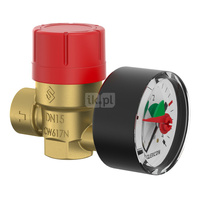 Zawór przelewowy kątowy (90') FLAMCO MEIBES Prescomano mosiądz PN 16, 3 bar GW gazowy walcowy 1/2''