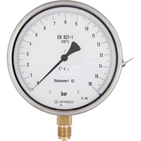 Manometr z rurką Bourdona AFRISO RF precyzyjny F 0/0,6 bar G1/2B radialne fi 250 mm, kl. 0.6%