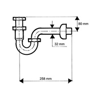 Syfon umywalkowy rurowy 11/4"x32mm bez spustu ANTYCZNY MOSIĄDZ