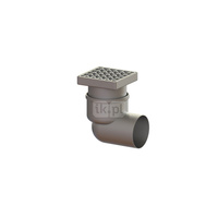 Wpust KESSEL Ferrofix z 1 przyłączem DN 100, odpływ poziomy (zdejmowany), kratka 138x138mm stal nierdzewna
