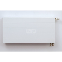 Grzejnik płytowy typ 11 TERMO TEKNIK Design Flat Front zasilany z dołu z wbudowanym zaworem termostatycznym wym. 600 x 600 mm, kolor biały, moc 547 W