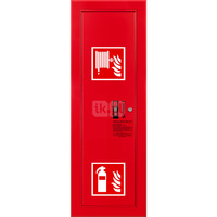 Hydrant DN 25 wnękowy boczny z miejscem na gaśnicę, wąż 20 m, zamek patent, RAL 3000 lewy