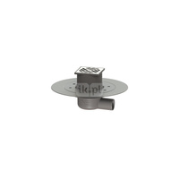 Wpust KESSEL Classic z 1 przyłączem DN 50, odpływ poziomy (zdejmowany), kratka 100x100mm stal nierdzewna