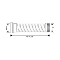 Przyłącze kanalizacyjne elastyczne L-360mm,wejście 90-110mm,wyjście 110mm