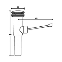 Spust umywalkowy DEKORACYJNY 11/4"x60mm z dźwignią otwierającą i zamykającą CHROM
