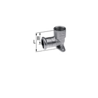 Kolano ścienne z uszami GW Inox - 22 Rp3/4" L = 52 mm