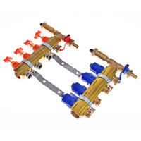 Rozdzielacz do ogrzewania podłogowego QIK Optimo STANDARD III - RMSZT-1-50 5-obieg. mosiądz GW 1'' x GZ 3/4'' + przepływomierz