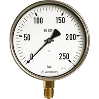 Manometr z rurką Bourdona AFRISO RF przemysłowy D411 0/1000 bar G1/2B ekscentryczne fi 100 mm, kl. 1,0%