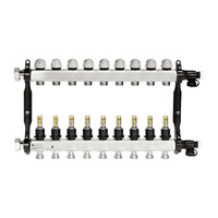 Rozdzielacz do ogrzewania podłogowego AFRISO ProCalida VA 1C 9-obieg. stal nierdzewna GZ 1'' x euroconus 3/4''