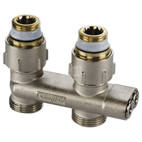 Moduł przyłączeniowy prosty FLAMCO MEIBES mosiądz (niklowanie) 1/2'' GZ x 3/4'' Eurokonus, rozstaw 50 mm do grzejników