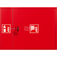 Hydrant DN 25 FIT zawieszany z miejscem na gaśnicę obok zwijadła, wąż 20 m, zamek patent, RAL 3000