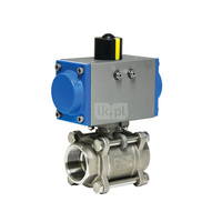 Zawór odcinający kulowy ze stali nierdzewnej, typ PKI gwintowany z napędem pneumatycznym dwustronnego działania, Pnom=5,0MPa, Tmax=180C 2"