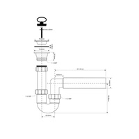 Syfon zlewozmywakowy rurowy 11/2"x50mm z podłączeniem pralki lub zmywarki