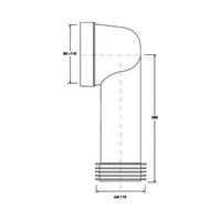 Przyłącze kanalizacyjne, długie L-275mm,wejście 90-110mm,wyjście 110mm, kąt 90