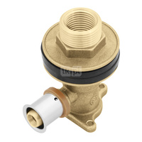 Kolano ścienne mosiężne z uszami do suchej zabudowy GZ/GW ultraPRESS - 16 Rp1/2" L = 78 mm