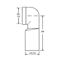 Przyłącze kanalizacyjne, długie L-275mm,wejście 90-110mm,wyjście 110mm, kąt 90