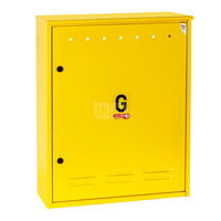 Skrzynka gazowa, 700x850x250, wolnostojąca, metalowa, ze skośnym daszkiem - żółta (na dwa gazomierze w pionie)