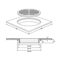 Kratka podłogowa wykonana z ABS 150x150mm