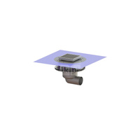 Wpust KESSEL Ferrofix z 1 przyłączem DN 100, odpływ poziomy (zdejmowany), kratka 138x138mm stal nierdzewna