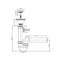 Syfon zlewozmywakowy rurowy 3,5"x50mm z podłączeniem do pralki lub zmywarki
