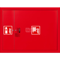 Hydrant DN 25 FIT wnękowy z miejscem na gaśnicę obok zwijadła, wąż 20 m, zamek patent, RAL 3000