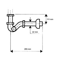 Syfon bidetowy rurowy 11/4"x32mm mosiądz CHROM bez spustu