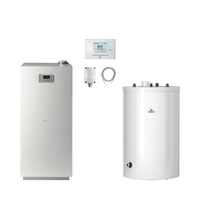 Pakiet - Kocioł gazowy jednofunkcyjny SAUNIER DUVAL Niedźwiedź Condens KKS35 kondensacyjny stojący 11.3-37.5kW + Czujnik temperatury zewnętrznej + Czujnik c.w.u. NTC + Regulator EXACONTROL E7C + Drugie przyłącze powrotu + Zasobnik c.w.u FE 200/6 BM