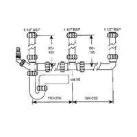 Syfon zlewozmywakowy wielofunkcyjny 11/2"x50 z podłączeniem pralki i zmywarki bez spustu
