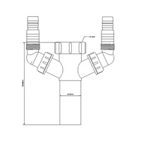 Przedłużka do syfonu zlewozmywakowego 11/2"x40mm z podłączeniem do pralki i zmywarki