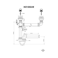 Syfon zlewozmywakowy rurowy podwójny 11/2"X50mm z podłączeniem pralki i zmywarki